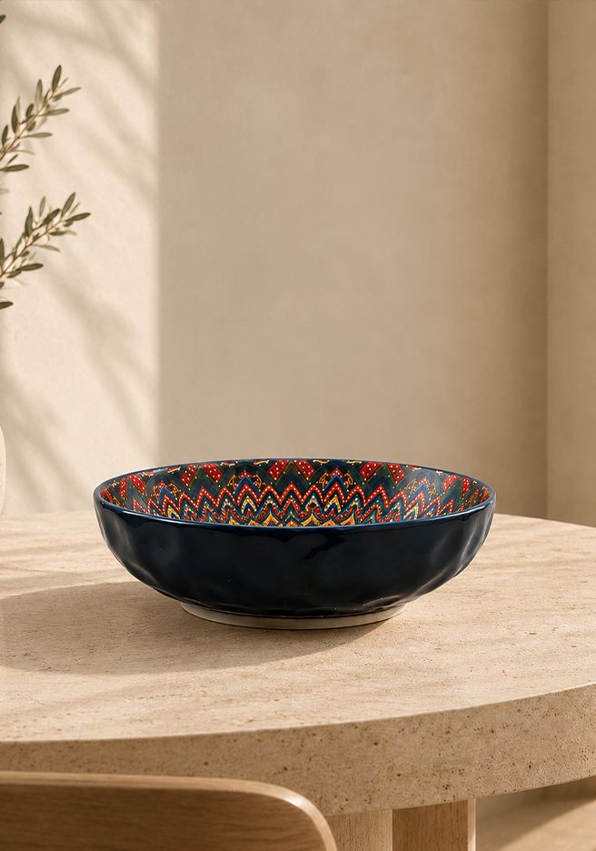 Midnight Mandala Serving Bowl