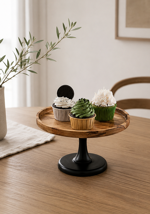 Acacia Wood Pedestal Cake Stand