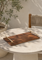 Walnut Serving Tray with Brass Handles