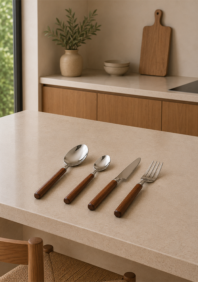 Wood Handle Cutlery Set - 4 Pieces per set