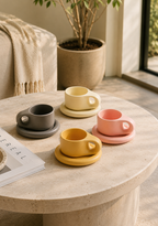 Modern Stoneware Espresso Cup Set