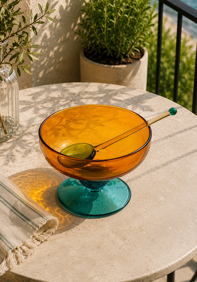 Amber Glass Dessert Bowl