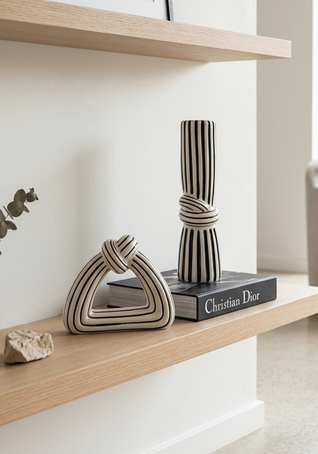 Monochrome Knot Sculpture Set - Set of 2 pcs