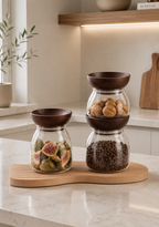 Walnut Glass Storage Jar Collection