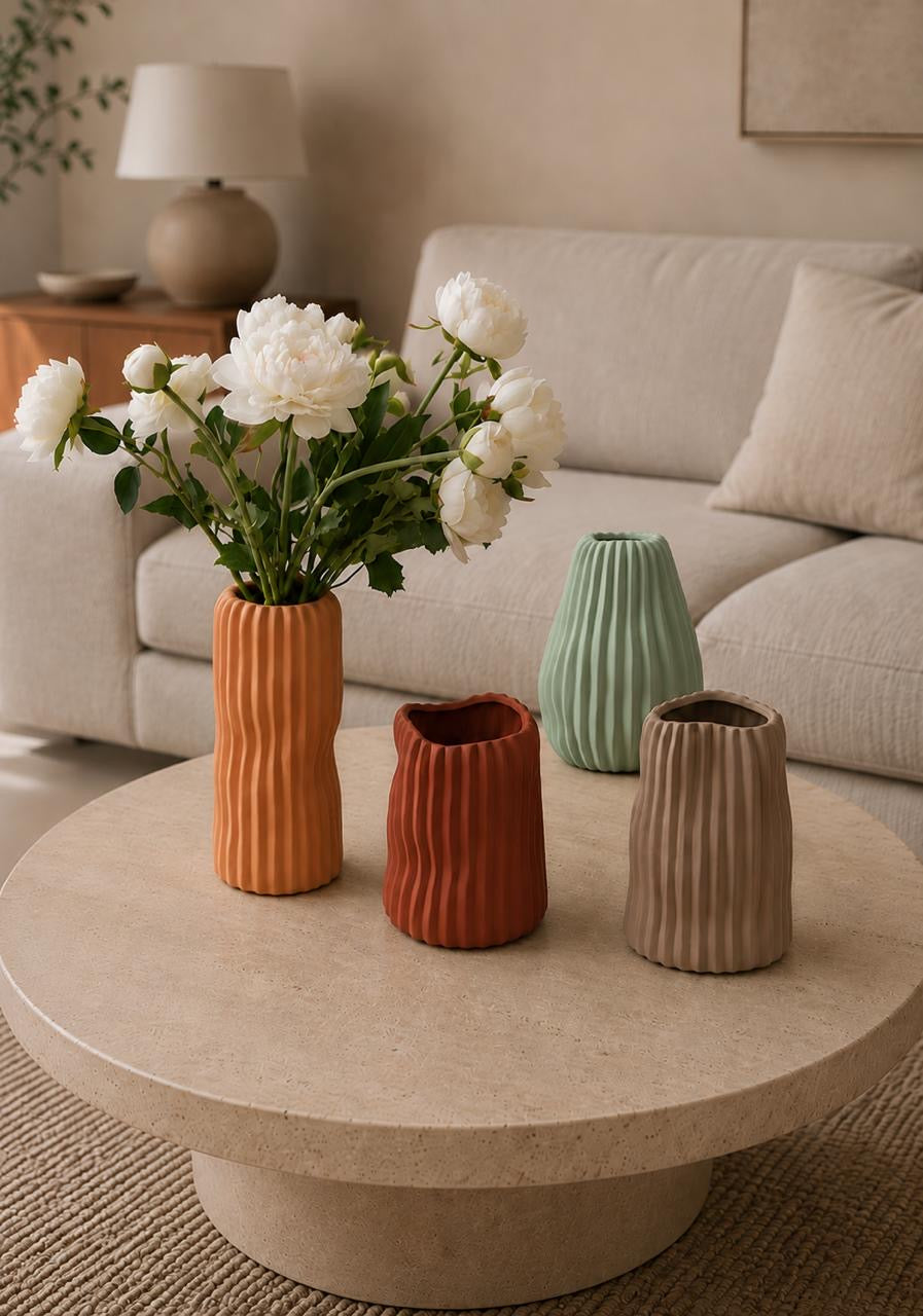 Organic Ribbed Vase Collection