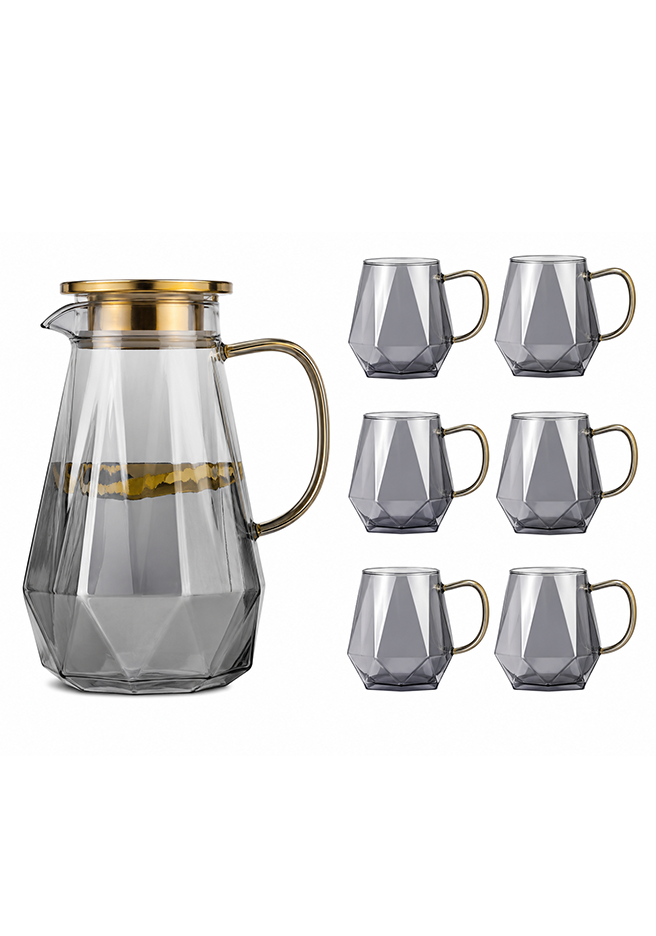 Faceted Glass Beverage Set