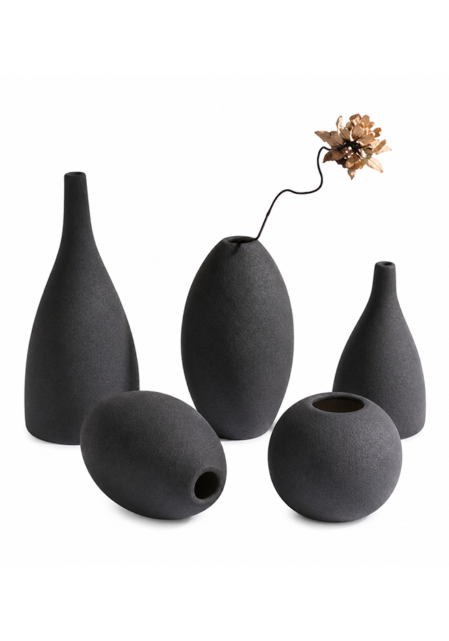 Organic Matte Vase Collection - Set of 5 Pieces