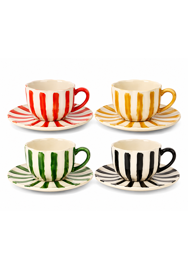 Striped Espresso Cup & Saucer Collection