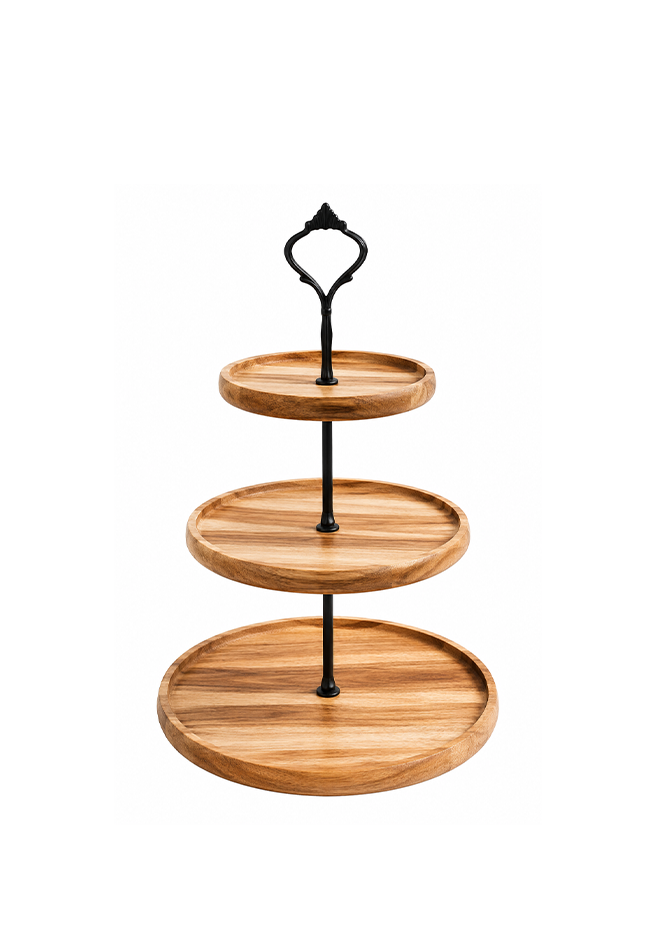 Three-Tier Wooden Serving Stand