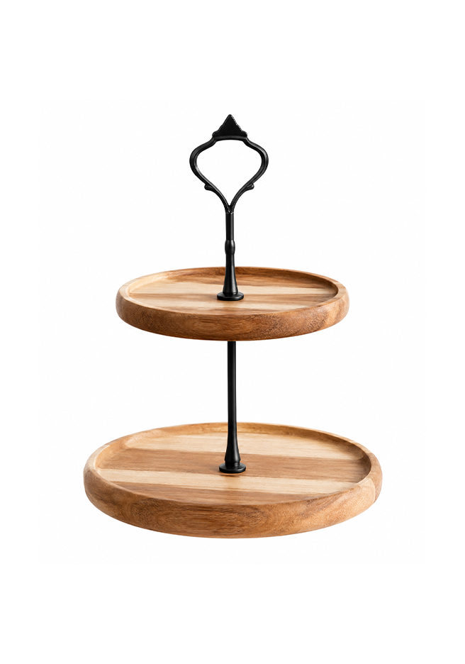 Two-Tier Wooden Serving Stand