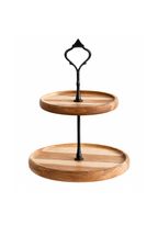 Two-Tier Wooden Serving Stand