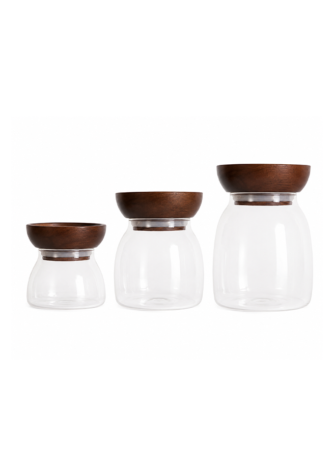 Walnut Glass Storage Jar Collection
