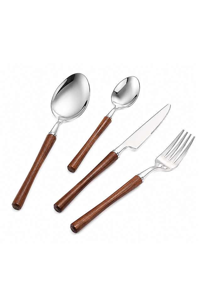 Wood Handle Cutlery Set - 4 Pieces per set