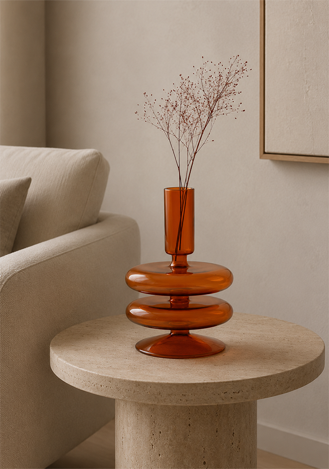 Amber Orb Glass Vase