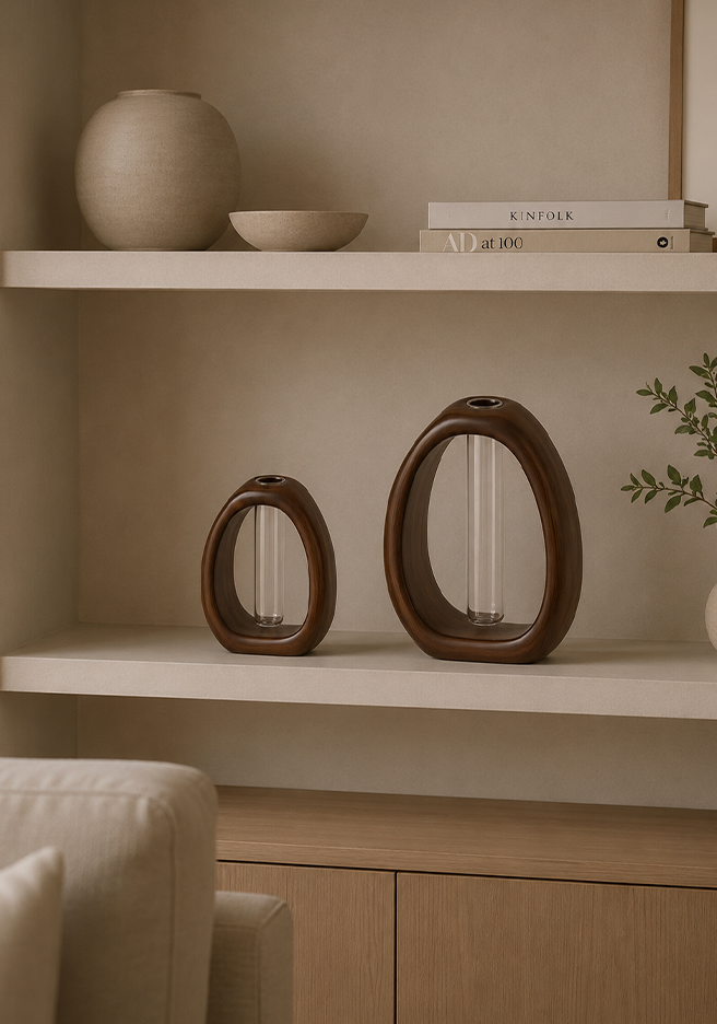 Organic Wood Bud Vase Set - 2 Pieces per set