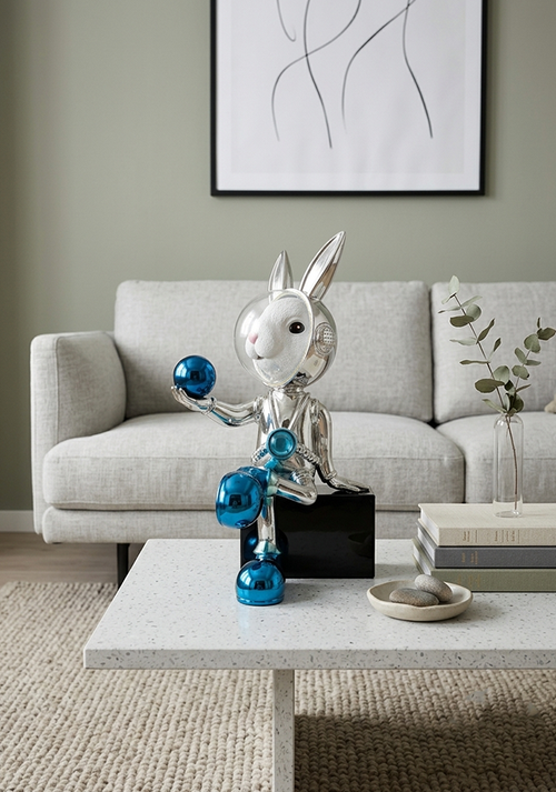Astronaut Bunny Sculpture – Sapphire Edition
